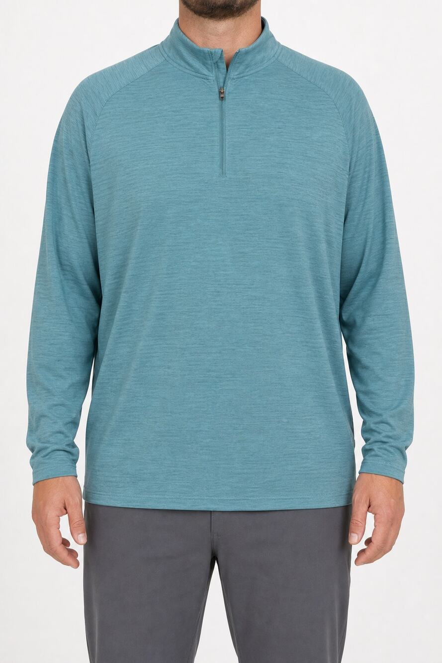 Walter Hagen II Mens XXL 2XL Aqua Quarter Zip Golf Pullover Stretch Country Club